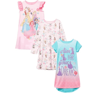 Disney girls 3-pack Nightgowns, Soft & Cute Pajamas for Kids